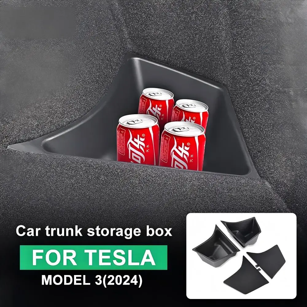 

Soft TPE Car Trunk Storage Organizer Boxes for Tesla Model 3 Highland 2024 Model Year, Left Side and Right Side Cargo Management