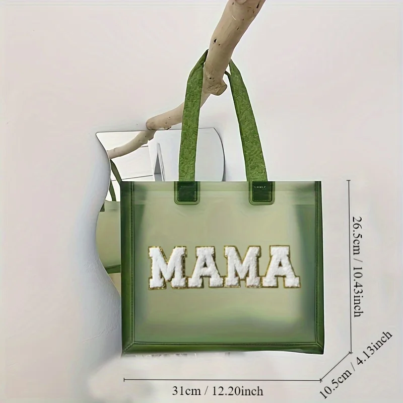 5pcs Shopping Bag Pvc Large Capacity Handbag Mama Letter Bag Shopping Shopping Handbag Mother\'s Day Gift For Mother