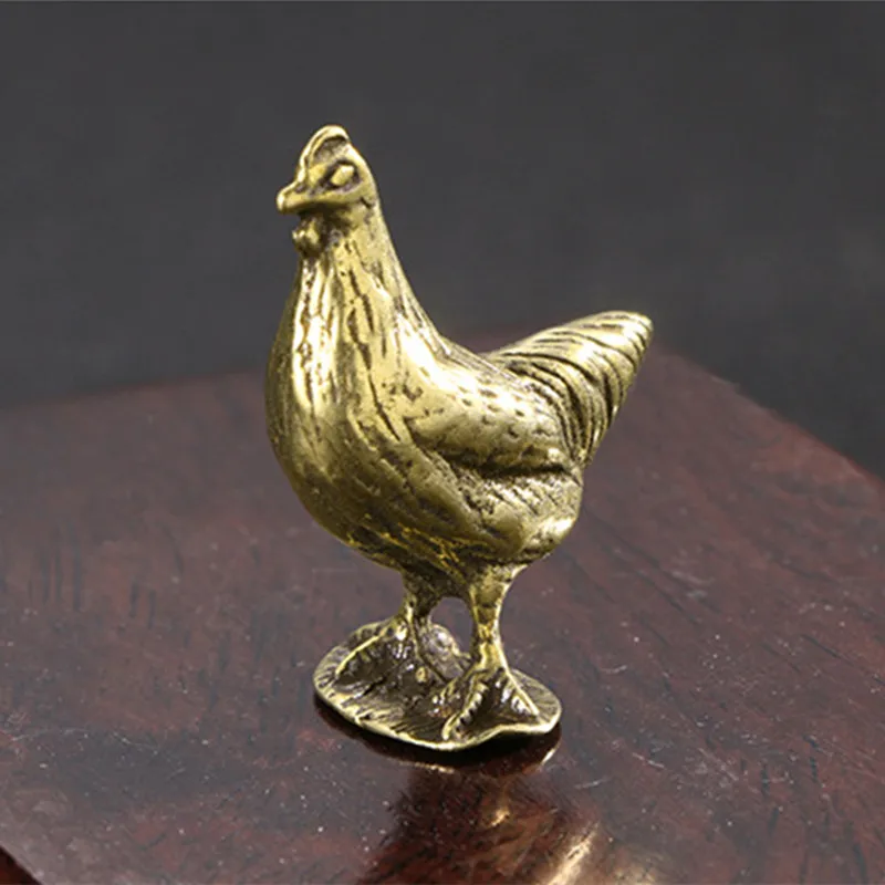 

Brass Antique Home Entrance Office Desktop Mini Zodiac Chicken Craft