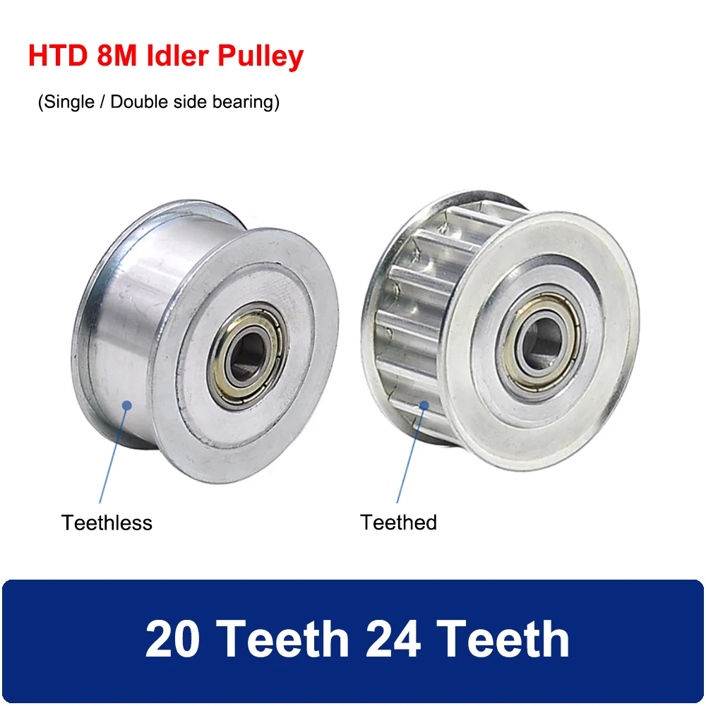 1PCS HTD8M 20 Teeth 24 Teeth Tensioner Idler Pulley Bore 5mm-25mm With Bearing For HTD 8M Timing Belt Width 15/20/25/30/40mm