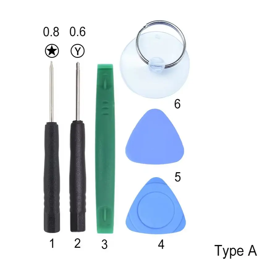 

6 in 1 Mobile Phone Repair Tools Kit Smart Mobile Phone Screwdriver Opening Pry Set For iPhone Android 1300set/lot