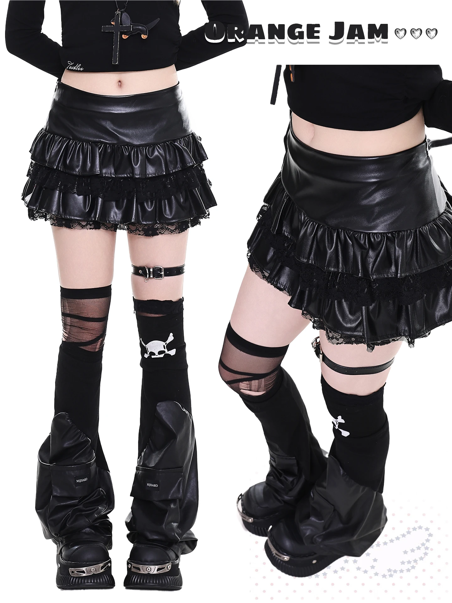 

Черная кожаная юбка А-силуэта с двойным слоем, пышная, короткая, для модных девушек, с высокой талией и боковой молнией