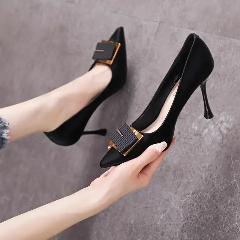 

Shoes for Women Pointed Toe Ladies Summer Footwear Office Stilito Black Hot Trendy Offer Luxury Brand Shoe Trend 39 A E W193