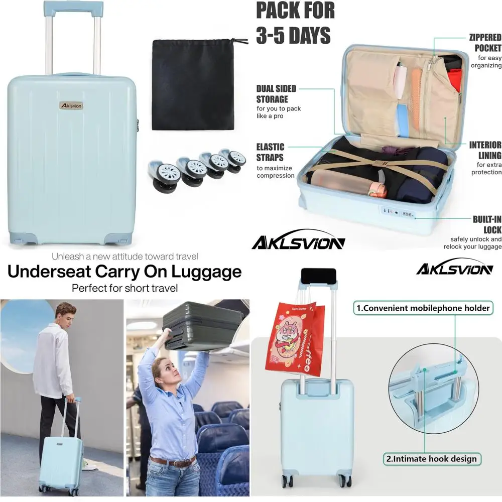 

Lightweight Hard Shell TSA Approved 18-inch Under Seat Carry-On Luggage with Movable Wheels for Travel