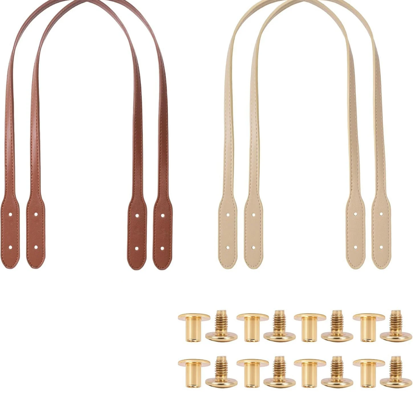 For Women Handbag Strap Replacement Set PU Leather 4 Pieces Brown for Shoulder Bags 0.8 0.3 0.6cm 0.9 0.4 0.65cm