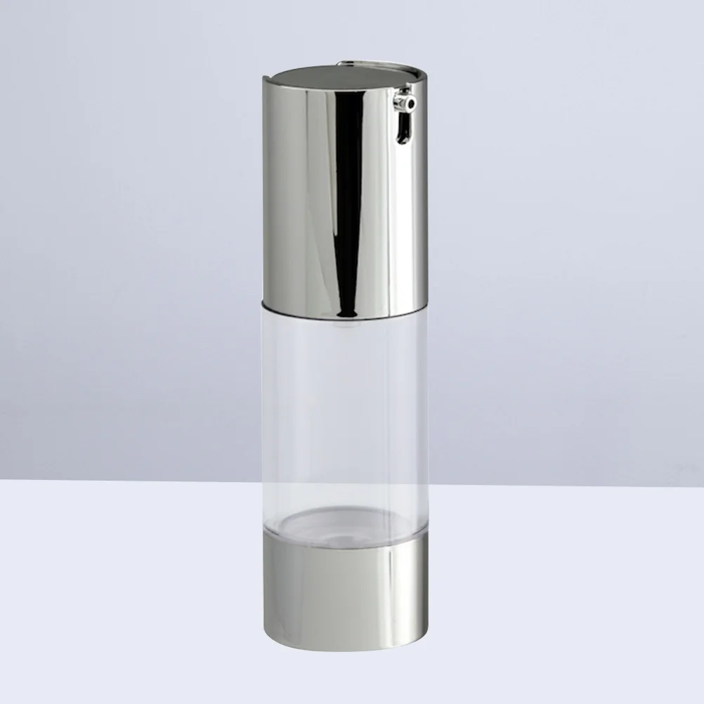

30Ml Airless Pump Bottle Transparent Silver Emulsion Dispenser Travel Size Press Lotion Cream Jar Plastic Bottles For