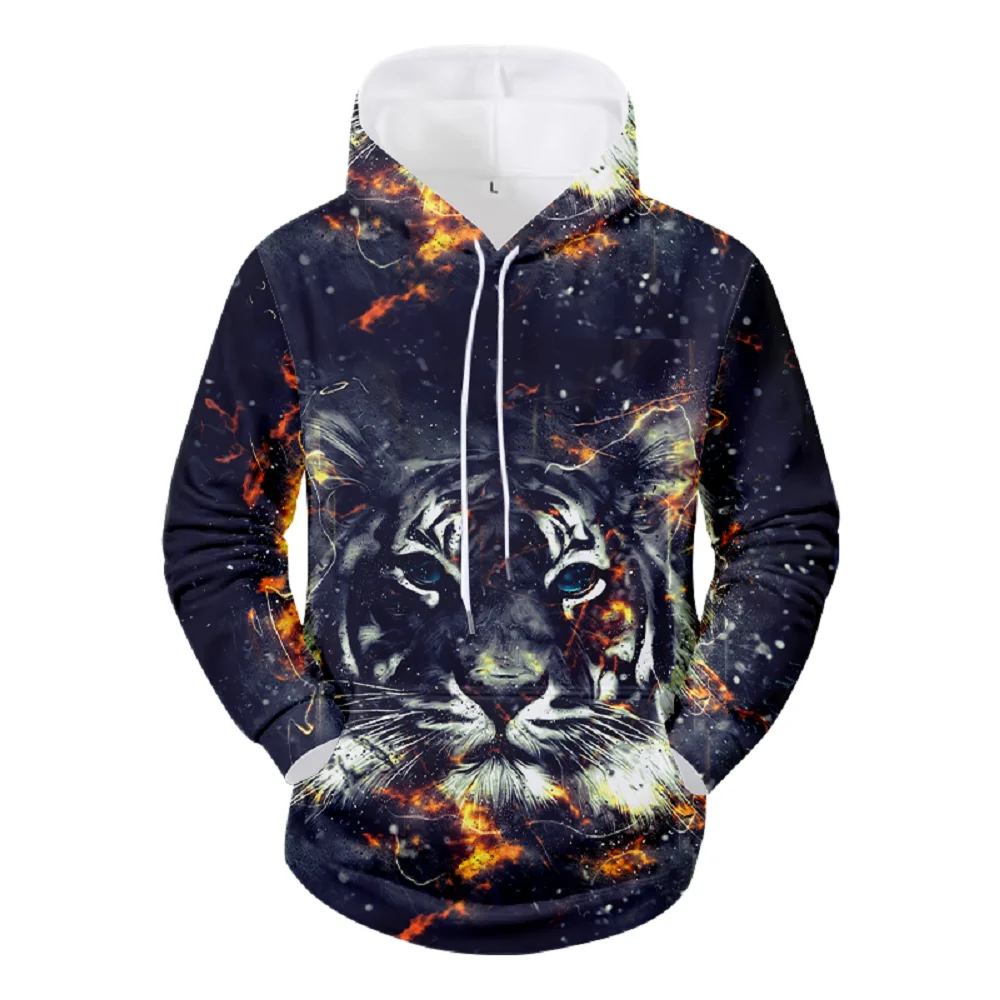 

Autumn Winter Vintage Tiger Men's Hoodie 3D Printing Tops Fashion Animal Graphics Long Sleeve Men Oversized Streetwear Clothing