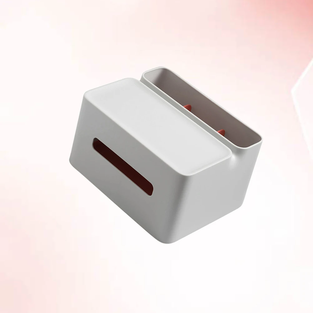 

Remote Control Storage Box Desktop ganizer Multifunctional Napkin Holder Grey ABS PP Practical Home Office School