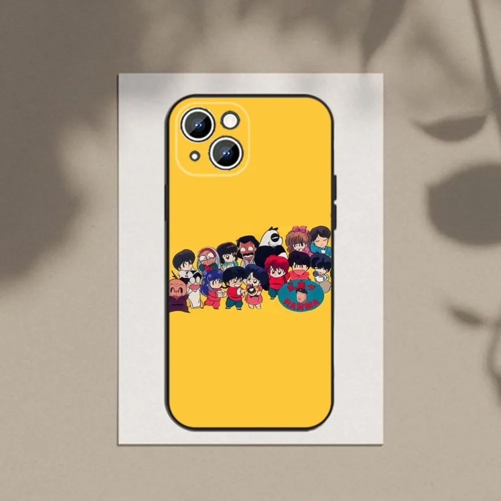 Cartoon R-RANMA 1 2 Phone Case Phone Case For Apple iPhone 15,14,13,12,11,XS,XR,X,8,7,Pro,Max,Plus,mini Silicone Black Cover
