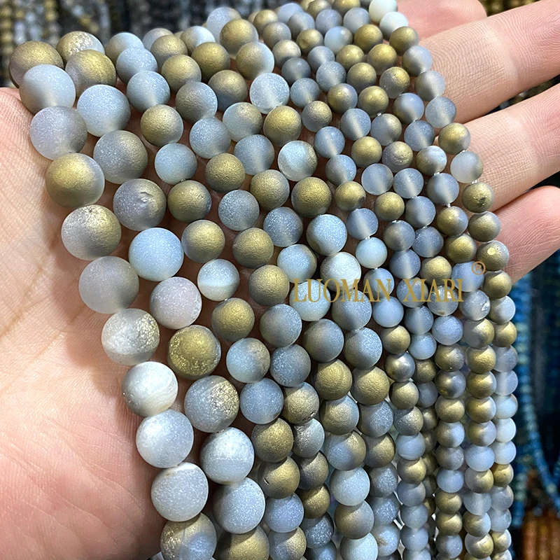 الحجر الطبيعي فضي كريستال الأسنان العقيق 6 8 10 مللي متر فضفاض خزر عازل لصنع المجوهرات أساور يدوية إكسسوارات جذابة