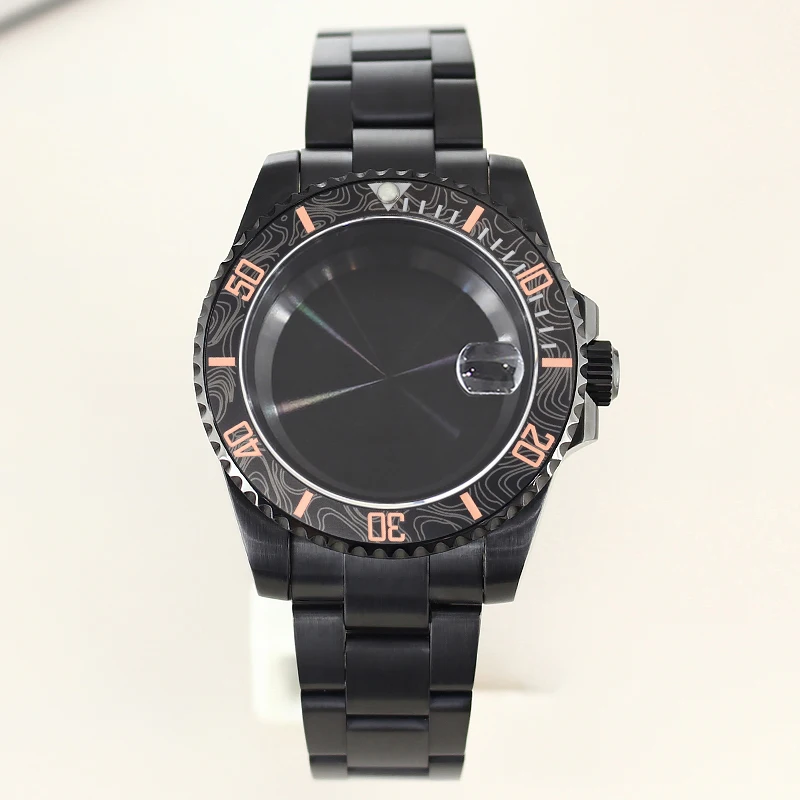 40mm Watch Case Glide Lock Clasp Strap For NH34 NH35 NH36 NH38 Miyota8215 DG 2813 Movement 28.5mm Dial Diver Case Ceramic Bezel