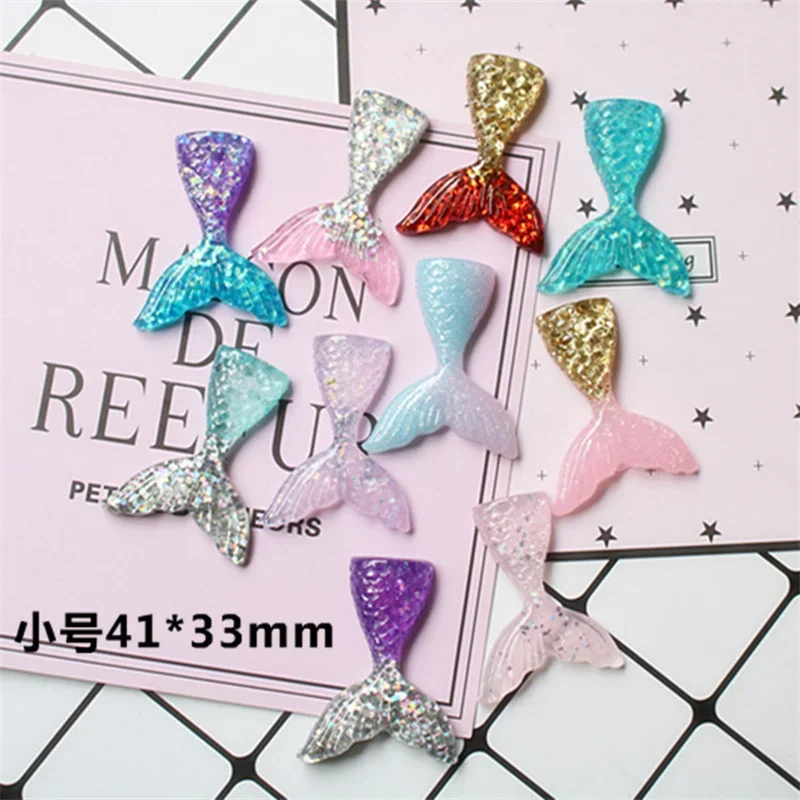 10 Pcs Simulation Mermaid Tail Fashion Beautiful Fish Tail Flat Back Pretty DIY Kawaii Jewelry Accessories Decoration