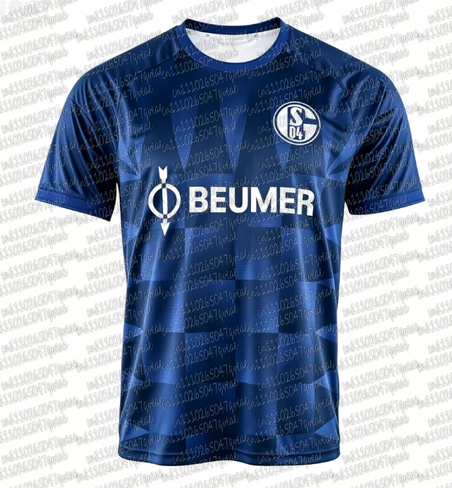 2026-27 Schalke 04 Home and Away T-Shirt with 3D Digital Print, Comfortable and Breathable Sports Casual Top Family Matching