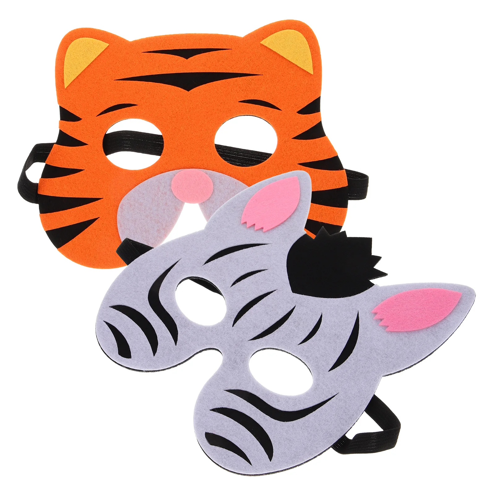 

2pcs Animal Masks Carnival Masquerade Costume Decoration Tiger Halloween Prop Polyester Elastic Band Fits Most People