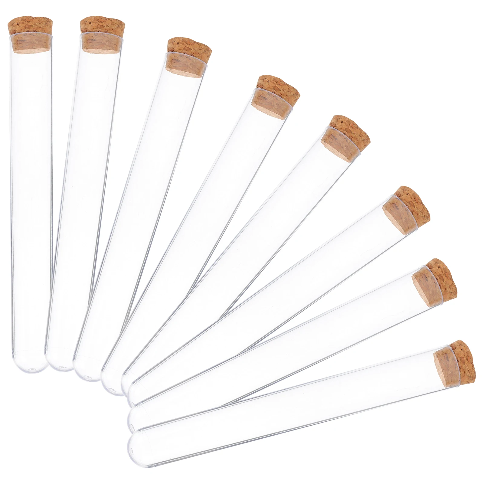 

25 Pcs 20x150mm Test Tubes Clear Plastic Laboratory Sample Tubes with Cork Stopper Reusable Small Vials Storage