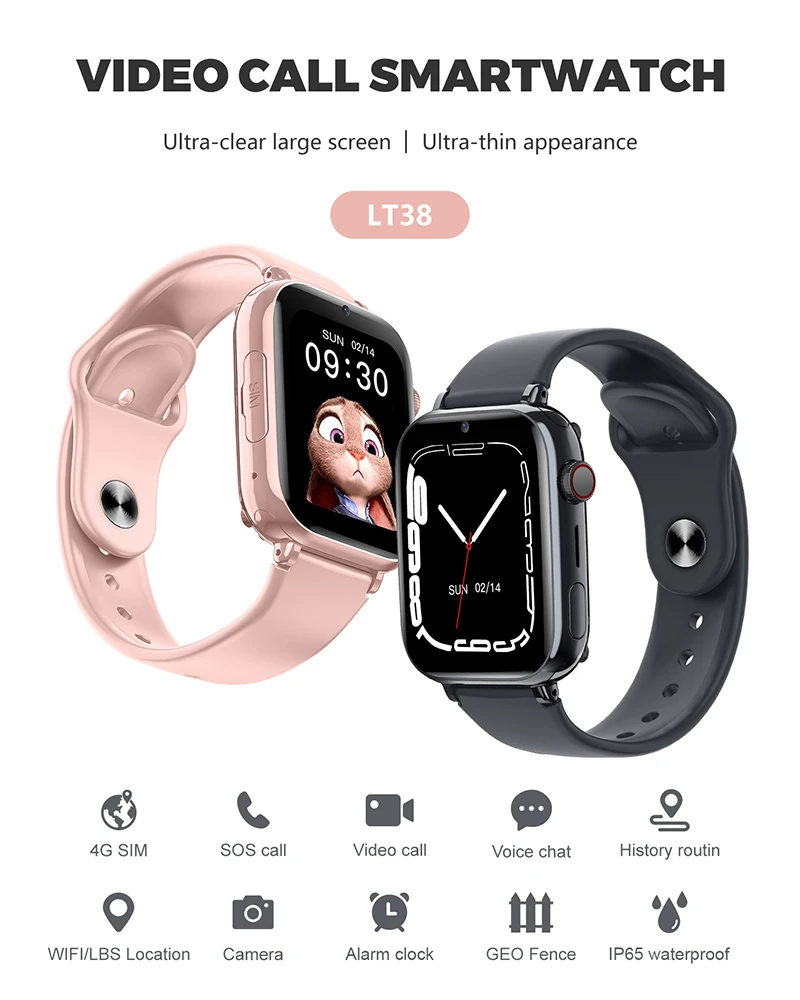 Kids Smart Watch Phone SIMcard GPS Tracker Location Video Call Ultra watch 9 Baby Sound Monitoring  SmartWatch For Android IOS