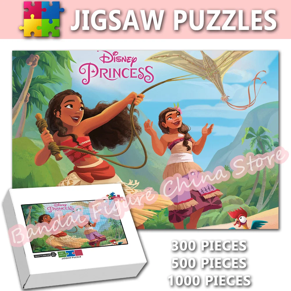 Rompecabezas de princesa Disney Moana de 300/500/1000 piezas, rompecabezas de aventura en el océano para niños, juguetes para aliviar el estrés, regalos de Navidad
