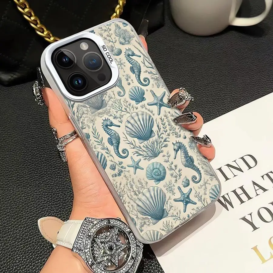 Marine Organism Shell Case for iPhone 11 12 13 Pro Max 16e 17 Air 14 15 16 Plus Soft Cover