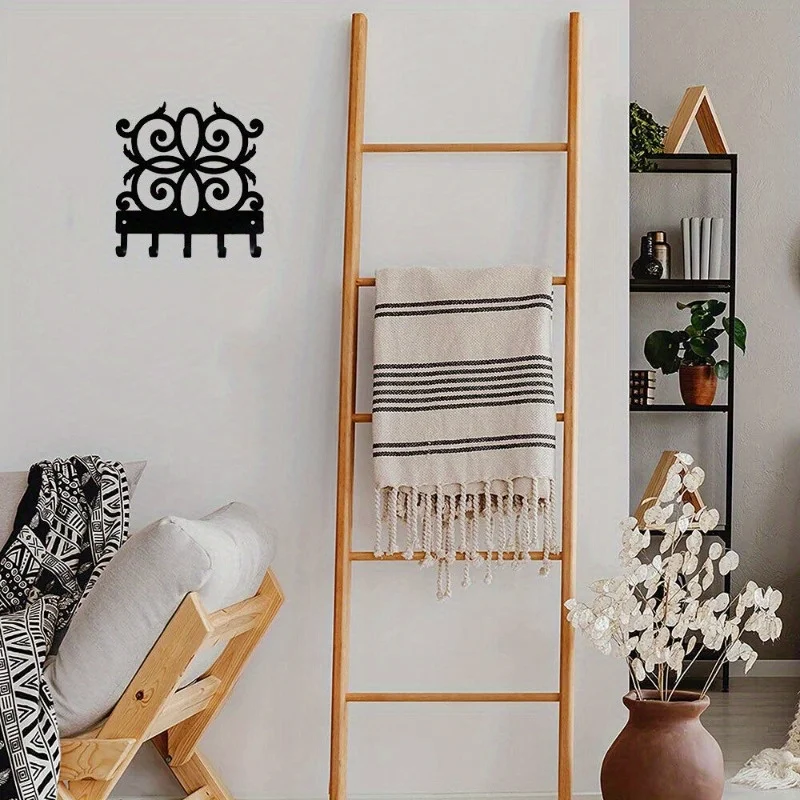 CIFBUY Scroll KO4 Metal Key Rack Wall Sculpture 6 Inch Wide Decorative Key Hooks Stylish Wall Hanging Key Organizer Home
