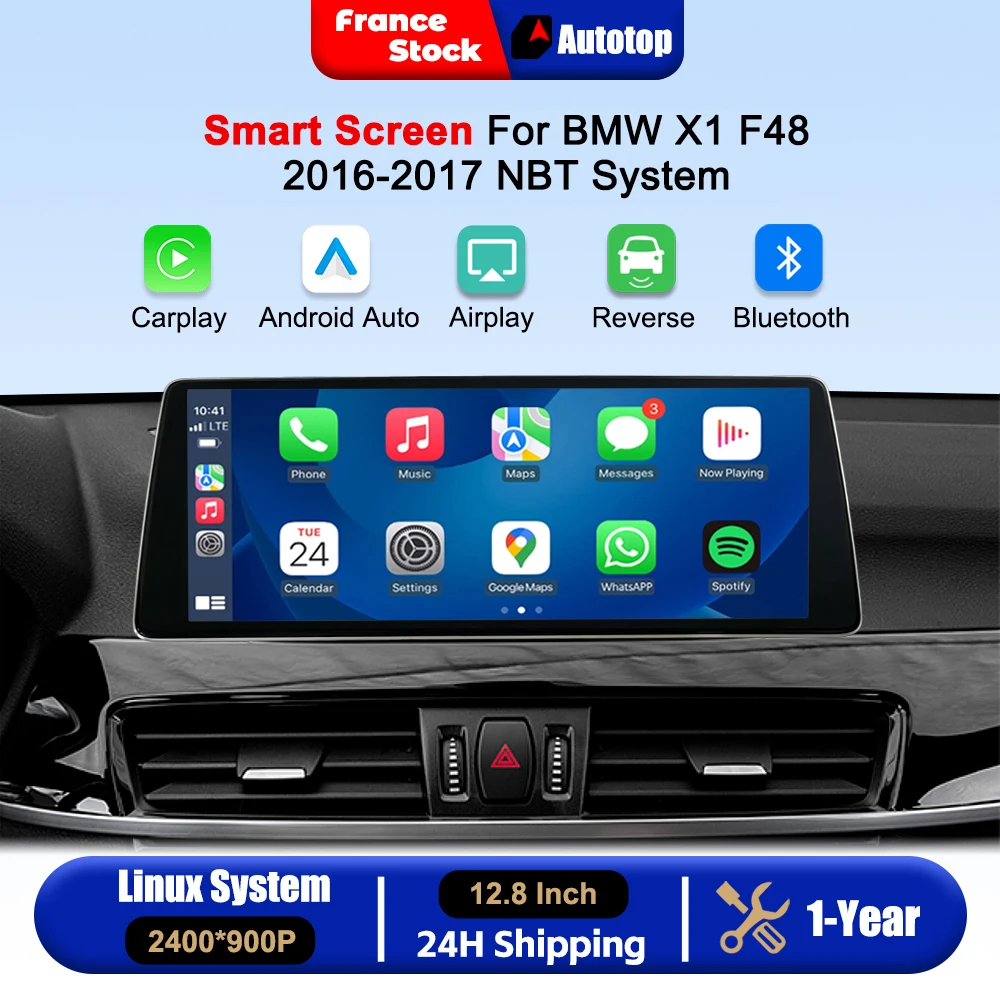 Wireless CarPlay Android Auto 12.8 Inch 2400*900P Car Radio Multimedia For BMW X1 F48 2016 2017 NBT System Car Intelligent Systems Car Radio Multimedia GPS Navigation Navi Mirror Link AirPlay Touch Screen