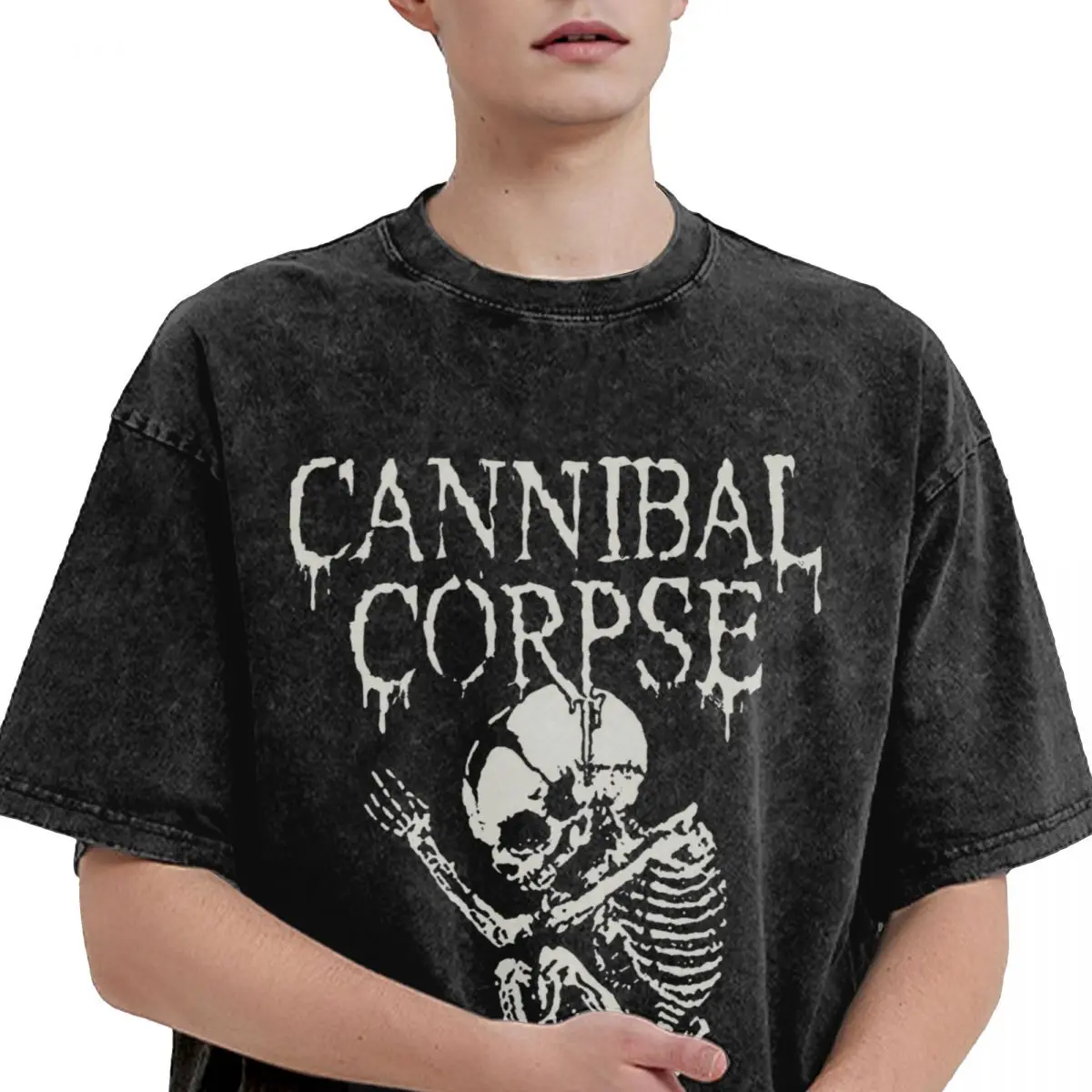 Cannibal Corpse T Shirts Hip Hop Washed Short Sleeve Oversize T-Shirts Music Band Vintage Men Women Tops Streetwear Summer Tees