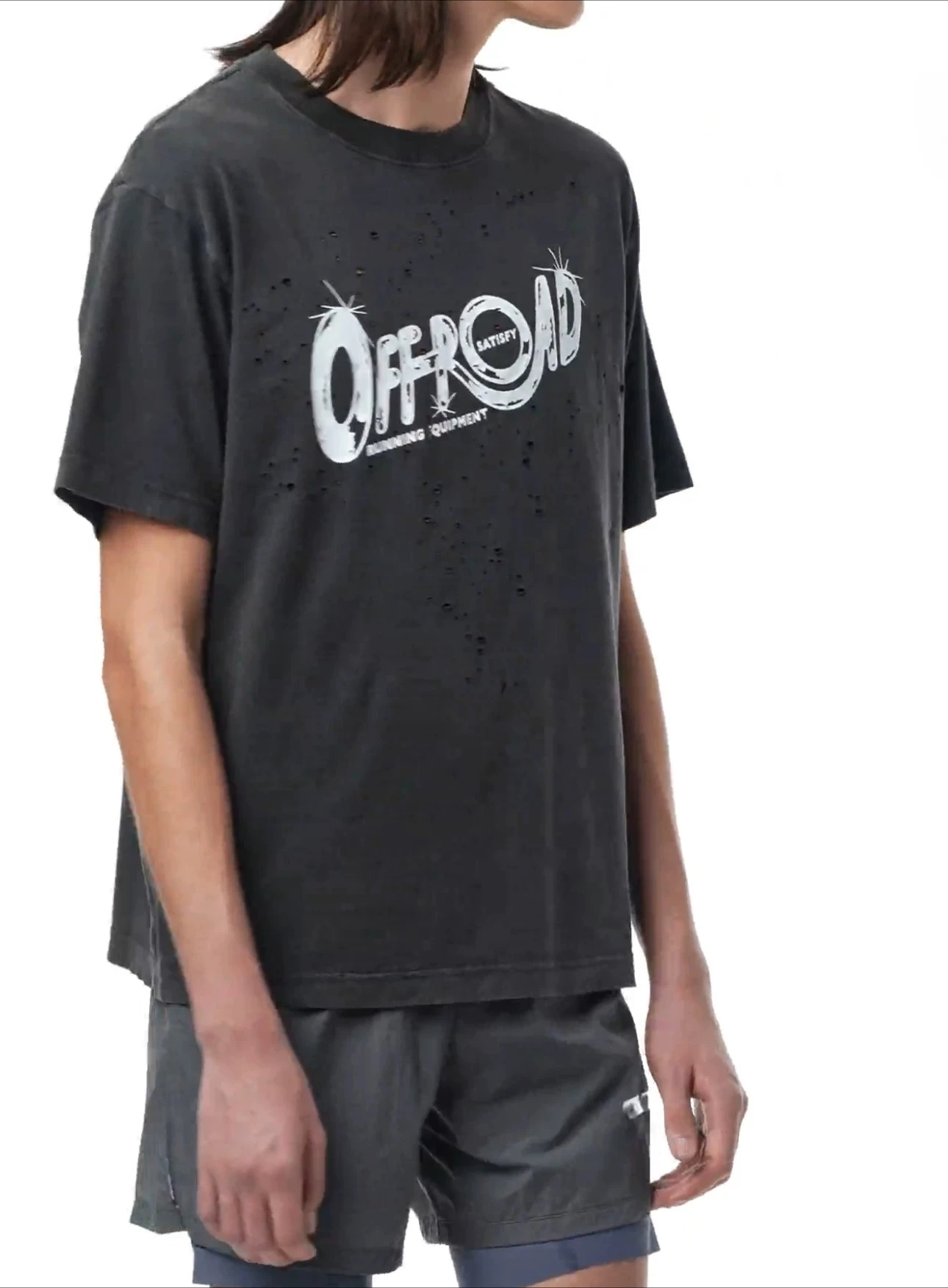 SATISFY sports old washing water casual loose short-sleeved T-shirt