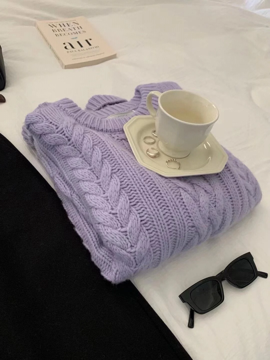 Damski luźny sweter z dzianiny, fioletowy, miękki, w stylu woskowym, z efektem skręcania, na jesień i zimę, delikatny, w stylu Dongda Gate.