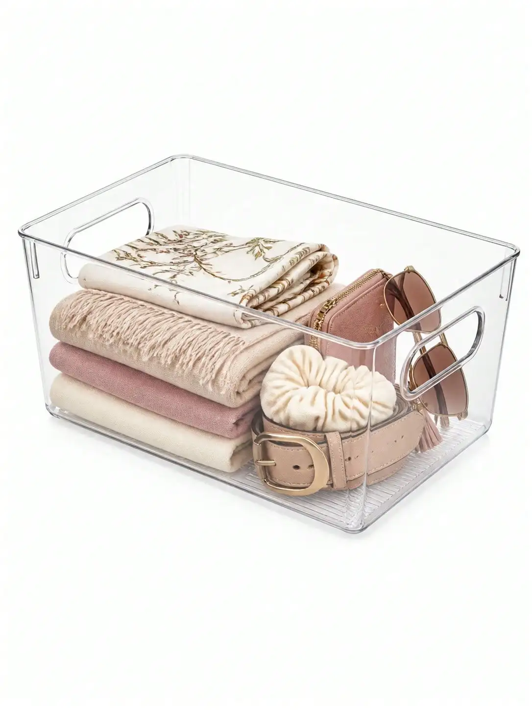 8-Pack Clear Storage Bins with Handles, Open-Top Organizer Set for Under Sink, Utility and Cleaning Supply Storage