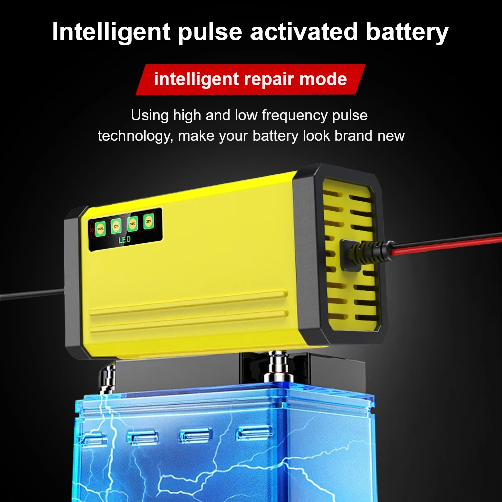 Car Battery Charger 220V Power Puls Repair Charger Moto Truck Battery Charger 12V 2A Wet Dry Lead Acid Battery LED Display