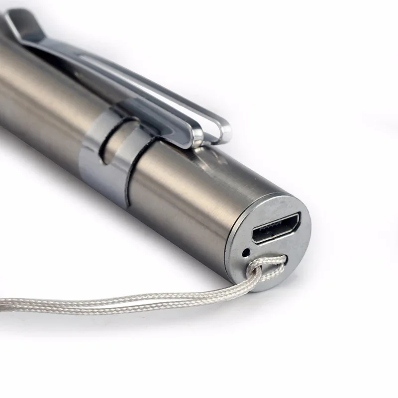 Mini Portable Medical Handy LED Pen Light Flashlight USB Rechargeable Dentist Nurse Torch with Stainless Steel Clip image 3