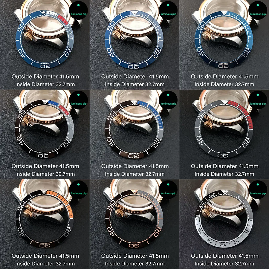 41.5mm Sloping Watch Ring Ceramic Bezel Insert Ring for 43mm Case Watch Accessories Inner diameter 32.7mm Watch Bezel Inserts