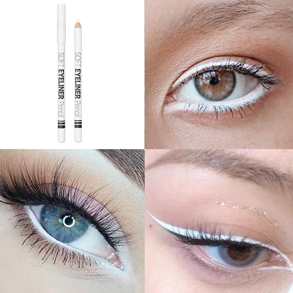 1/12 pièces Eyeliner blanc maquillage lisse facile à porter durable yeux éclaircisseur imperméable mode yeux Liner crayons outil de maquillage des yeux