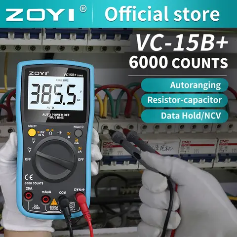 ZOYI VC15B+ Digital Multimeter 6000 counts Autoranging LCD Screen AC/DC Ammeter Voltmeter Ohm Portable Meter Measurement Tool