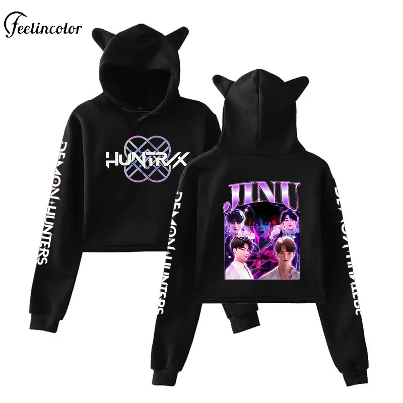 

KPOP Demon Hunter Saja Boys Hoodie Woman Man Halloween Graphic Pullover Anime Movie Cosplay Cat Ear Hood Sweatshirt School Tops
