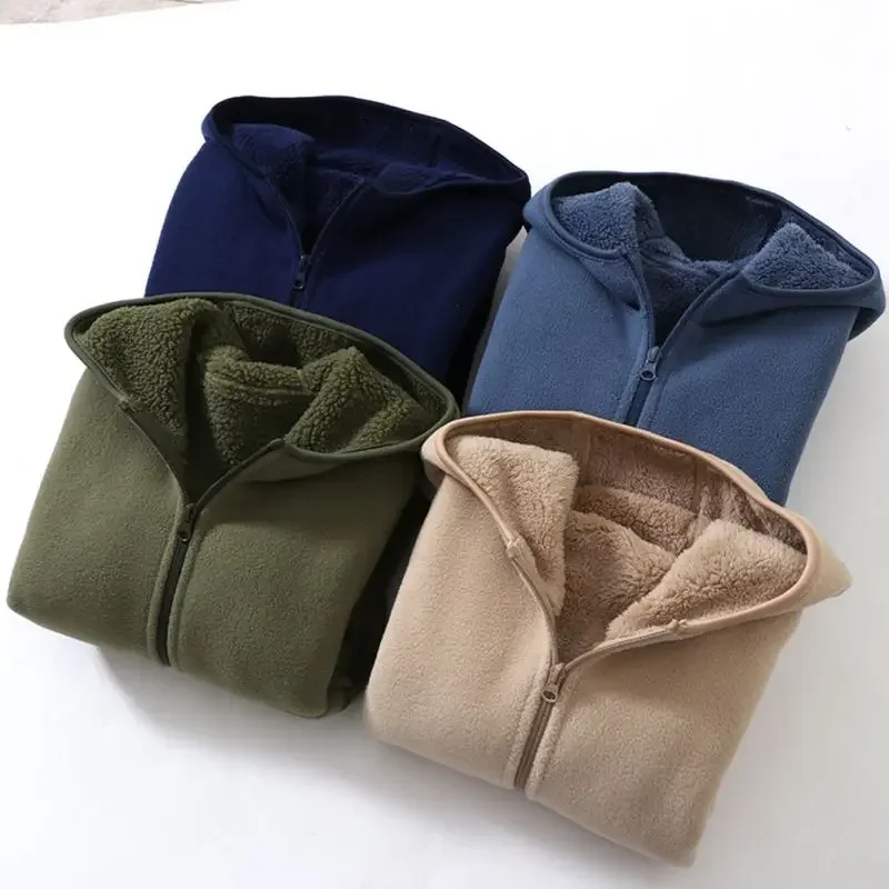 

Детская зимняя куртка, пальто, осенние удобные плюшевые флисовые ветрозащитные куртки с воротником-стойкой на молнии и капюшоном для мальчиков и девочек