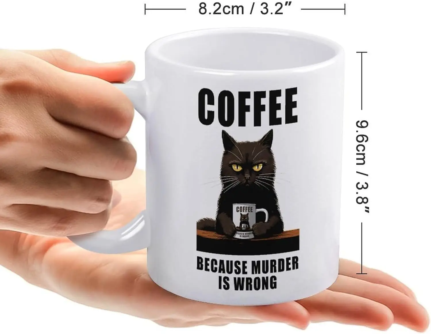 Funny Coffee Mug Adult Humor -Coffee Because Murder Wrong- Mug Gift for Friends Him Her Girls 11oz White Double Sided Mug