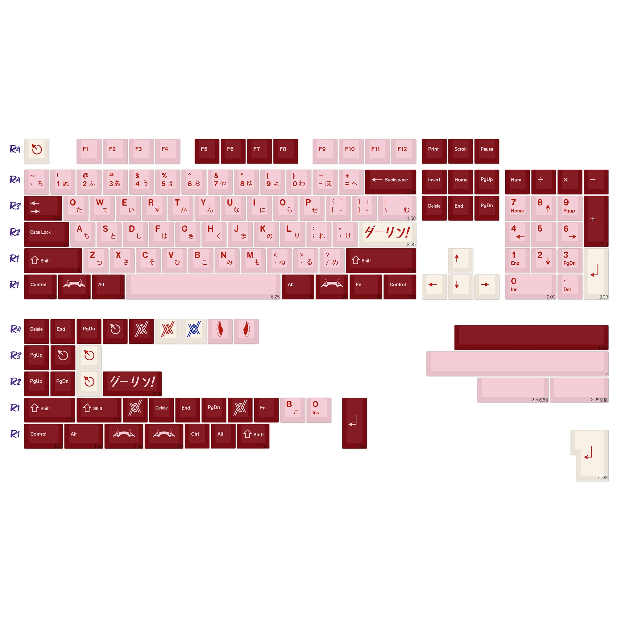 143 Keys/set Retro GMK Darling Keycaps Japanese PBT Cherry Profile Keycap For MX Switches 60 Gaming Mechanical Keyboard Key Caps