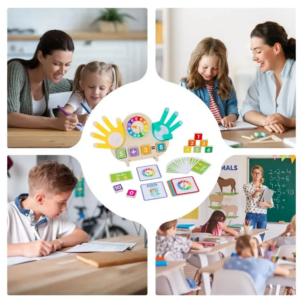 Montessori relógio operação de dedo crianças brinquedo quebra-cabeça brinquedos educativos relógio números de dedo brinquedo matemática diy colorido