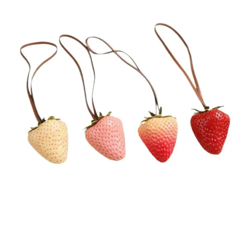 1Pcs Simulation Resin Strawberry Bag Pendant Fashionable Fruit Pendant Couple Bag Hanging Bag Parts Accessories Gift