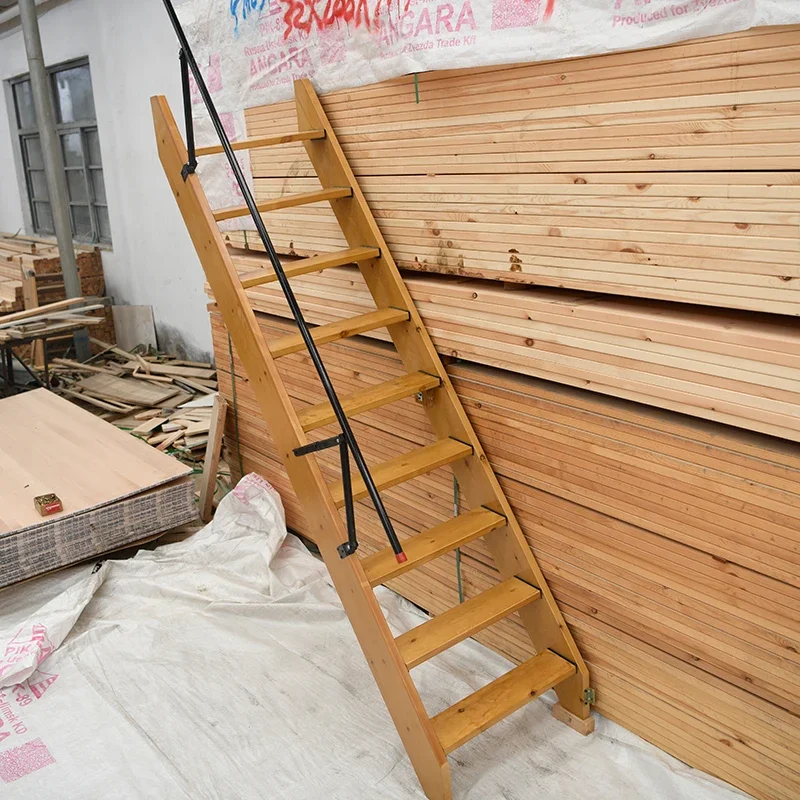 Escaleras plegables de pared de madera maciza para el hogar, ático, sótano, almacén, loft, escalones dúplex, fáciles de retrair y poner, se pueden personalizar