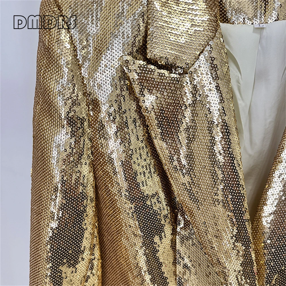 Suoer Slim Fitting Women's 2-Piece Party Suit Jacket Pants Set, S-XXL Night Prom Outfit Dazzling Sequined Suit Set for Women
