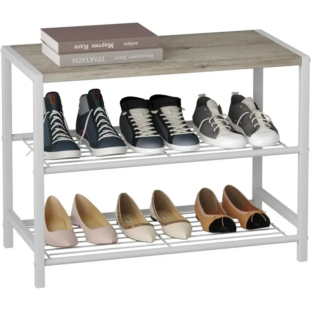 3-Tier Shoe Rack, Shoe Storage Shelf, Industrial Shoe Tower, Narrow Shoes Organizer for Closet Entryway, Small Shoes Rack Table