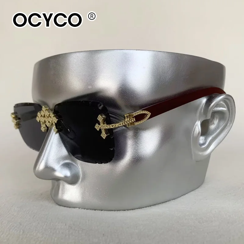 Vintage Randlose Schneiden Objektiv Sonnenbrille Frauen Männer Beliebte Diamant Kreuz Sonnenbrille Luxus Marke Designer Platz Brillen UV400 – Detail 3