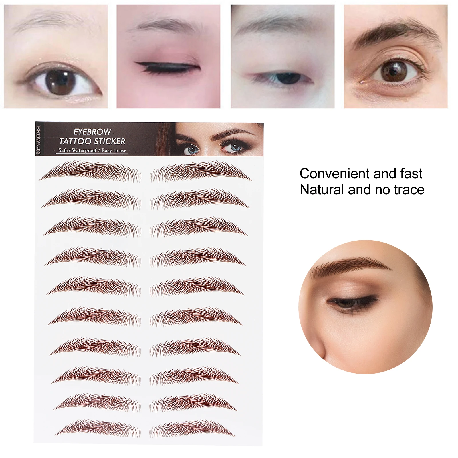 Professional Waterproof Eyebrow Tattoo Sticker Eyebrow Transfer Sticker for Women Lasting Eyebrow Sticker