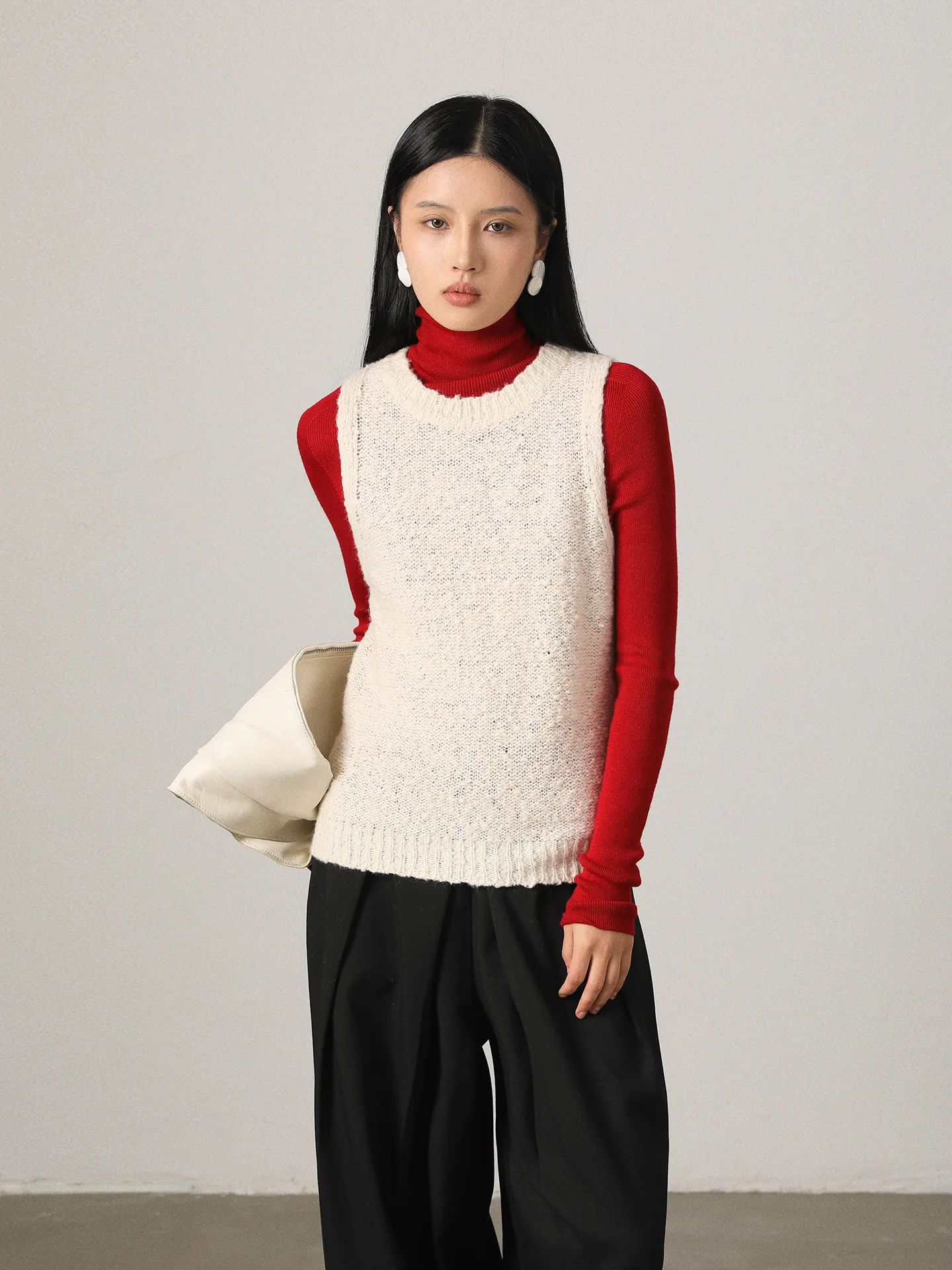 

Vimore "Menglong Rougan" Woolen Knitted Hollow out Vest Svel Layering Versatile oulder Pad Warmth Commute Sle