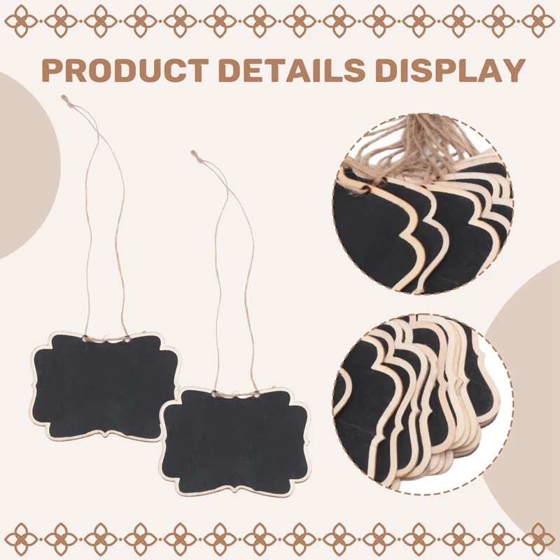 36Pcs Mini Chalkboards Signs, Hanging Wooden Chalkboard Tags, Double-Sided Message Board With Hanging String