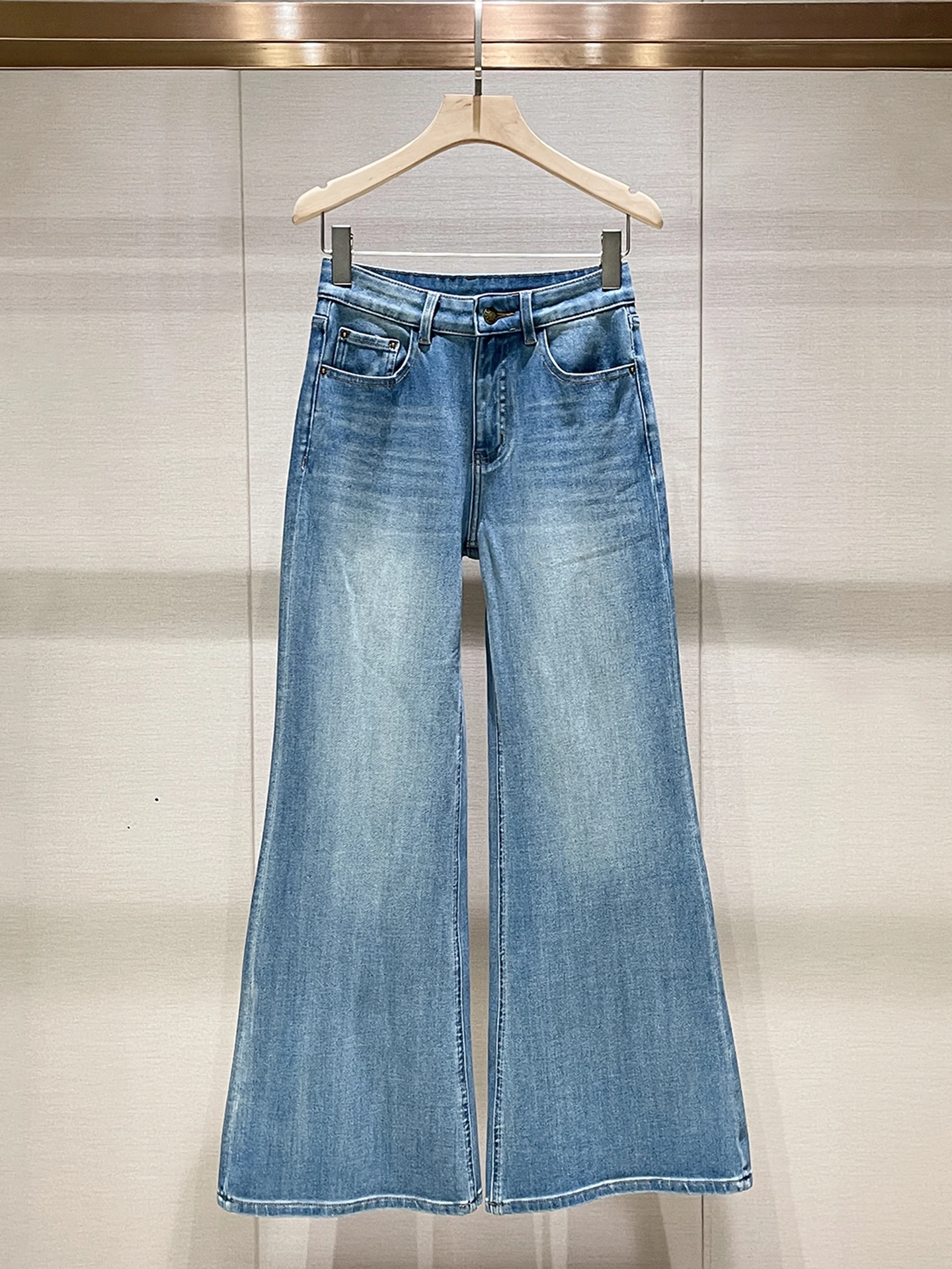 

American Retro Blue Jeans High Waist Slimming Casual Micro Flared Long Pants Spring New Sle Women's Premium Denim Skinnies