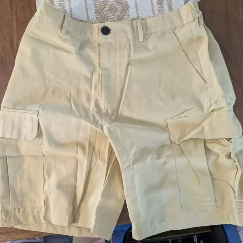 Men's Wear-Resistant Shorts Summer Beach Casual Cargo Short Pants Multi-Pocket Workwear Breathable Loose Straight Solid Shorts - Image 5