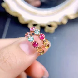 YULEM Natural Brazilian Tourmaline Colorful Earrings Genuine Sterling Silver Exquisite Glamour Wedding Jewelry for Women