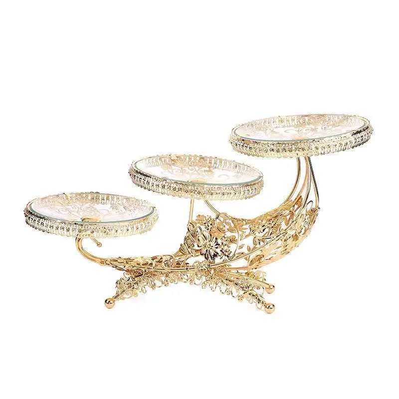 

Glass fruit plate creative three-layer candy plate home hotel KTV ornament